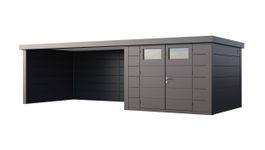 Telluria Classico 3030 metalen tuinhuis met overkapping links Foto van