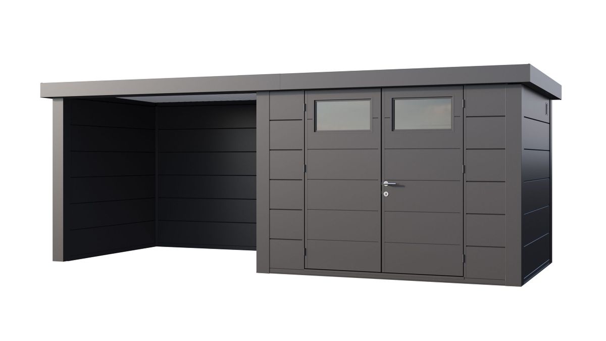 Telluria Classico 3024 metalen tuinhuis met overkapping links