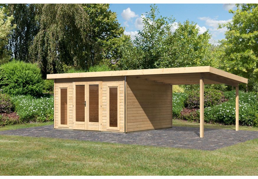 Karibu Radeburg 3 tuinhuis met overkapping 330 cm (31486) Foto van Karibu Radeburg 3 tuinhuis met overkapping 330 cm (31486)