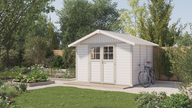 Grosfillex 22907140 DECO H7.5 kunststof tuinhuis groen-wit