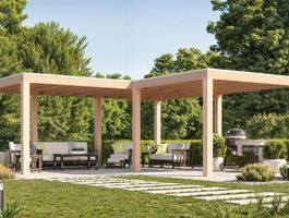 Foto van WoodAcademy Douglas overkapping L-model Ruby Essential