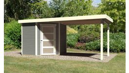 Foto van Karibu 77743 Schwandorf 3 tuinhuis met overkapping - terragrijs