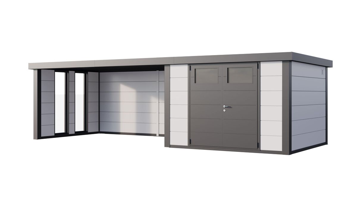 Telluria Classico 3030 metalen tuinhuis met lounge XL links