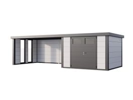 Telluria Classico 3030 metalen tuinhuis met lounge XL links Foto van Telluria Classico 3030 metalen tuinhuis met lounge XL links