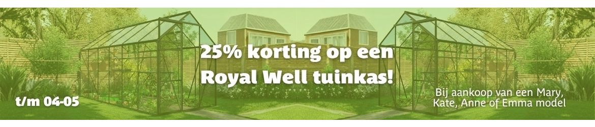 25% korting op Royal Well tuinkassen