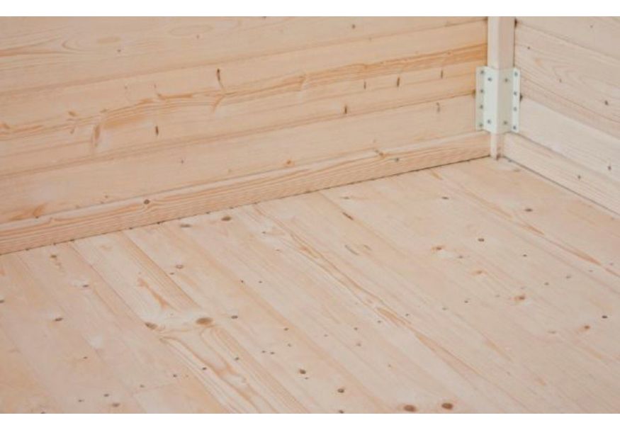 Azalp Vloer met 30 mm planken voor chalet Vertical Foto van Azalp Vloer met 30 mm planken voor chalet Vertical