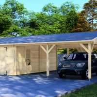 Foto van Graed houten garage met carport Able Large