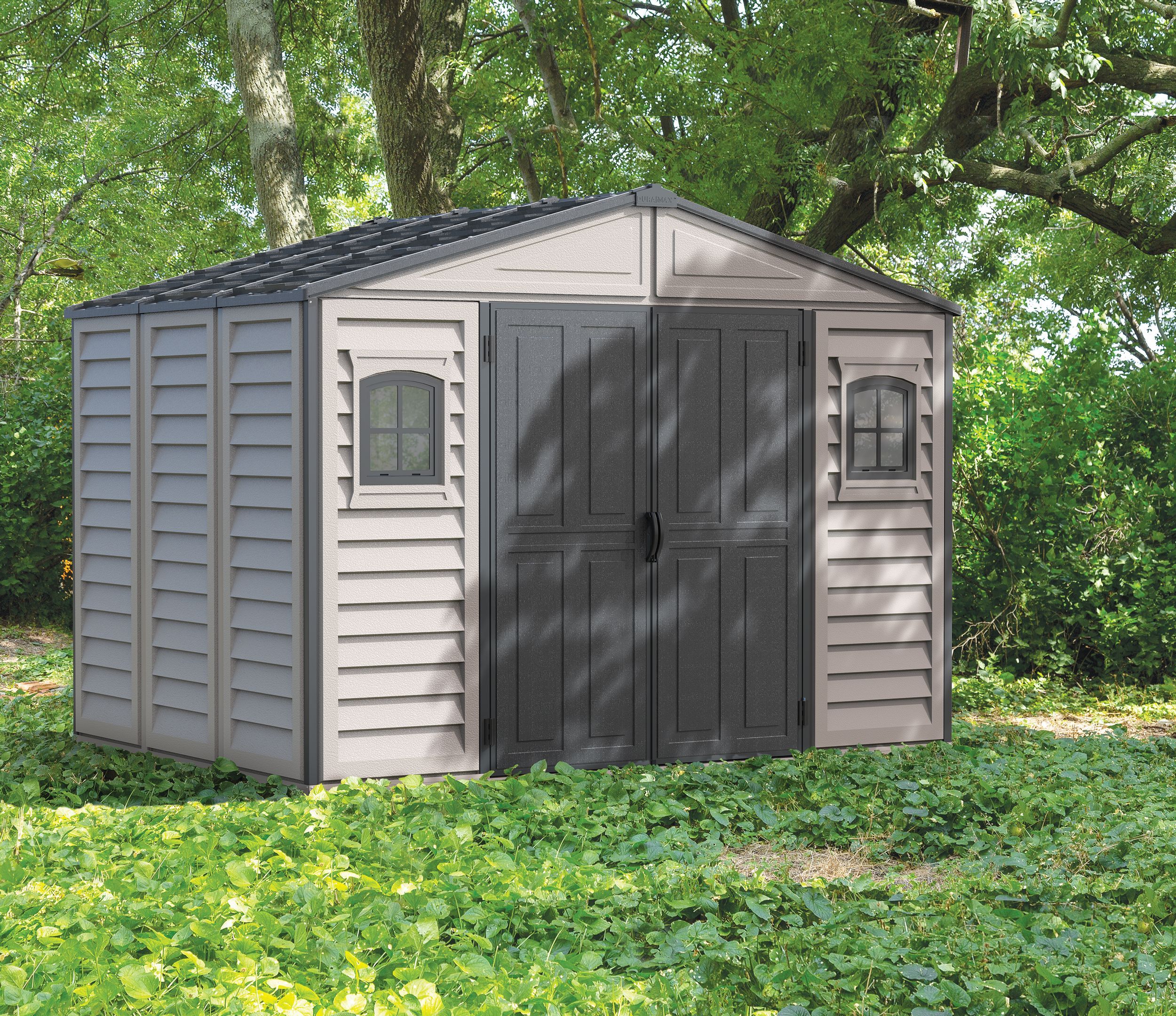 Foto van Duramax WoodBridge II 10.5x8 Kunststof Tuinhuis