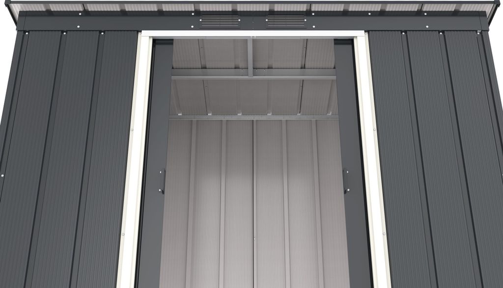 Duramax TOP Shed 6 x 4 (2,48 m2) metalen tuinloods van thermisch verzinkt staal, sterke versterkte dakstructuur, onderhoudsvrij en weerbestendig metalen tuinhuisje, houtnerf