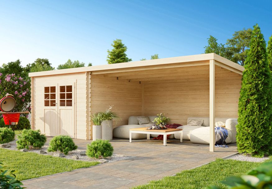 Debro Gartenhaus mit Überdachung Nantes 536 x 238 cm Foto von Debro Gartenhaus mit Überdachung Nantes 536 x 238 cm