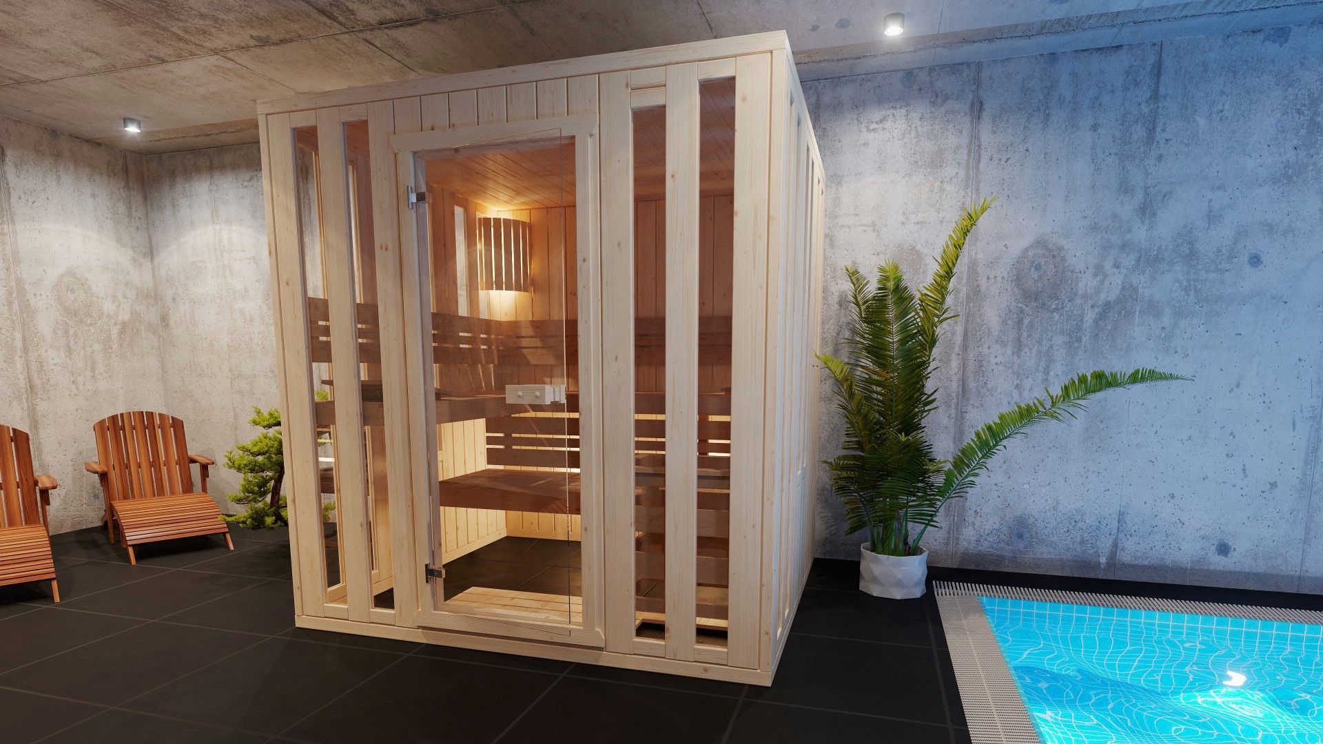 Foto van Azalp binnensauna Alku 212x212 cm