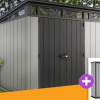 Foto van Keter Artisan 97 Kunststof Tuinhuis + Keter High-Store tuinkast