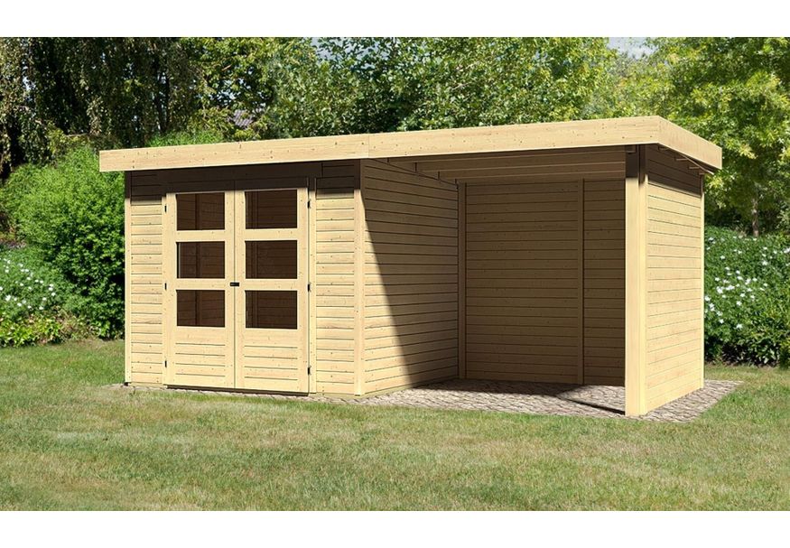 Karibu Askola 3 tuinhuis met overkapping 240 cm - zij en achterwand (77725) Foto van Karibu Askola 3 tuinhuis met overkapping 240 cm - zij en achterwand (77725)