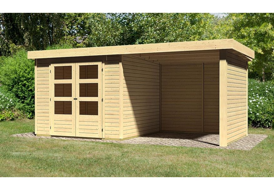 Karibu Askola 3.5 tuinhuis met overkapping 240 cm - zij en achterwand (77719) Foto van Karibu Askola 3.5 tuinhuis met overkapping 240 cm - zij en achterwand (77719)