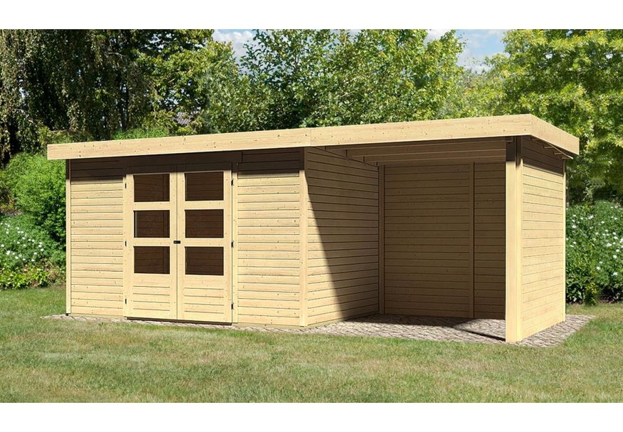 Karibu Askola 4 tuinhuis met overkapping 240 cm - zij en achterwand (77732) Foto van Karibu Askola 4 tuinhuis met overkapping 240 cm - zij en achterwand (77732)