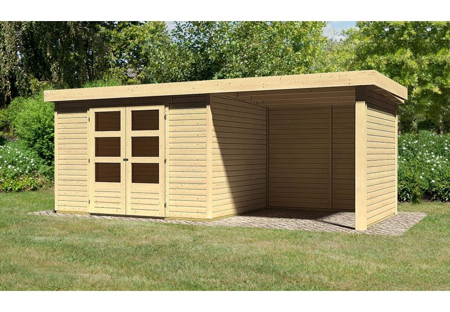 Karibu Askola 5 tuinhuis met overkapping 240 cm - zij en achterwand (77735) Foto van Karibu Askola 5 tuinhuis met overkapping 240 cm - zij en achterwand (77735)