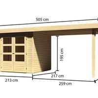 Foto der Karibu 77723 Askola 2 Gartenhaus mit Seitenmarkise