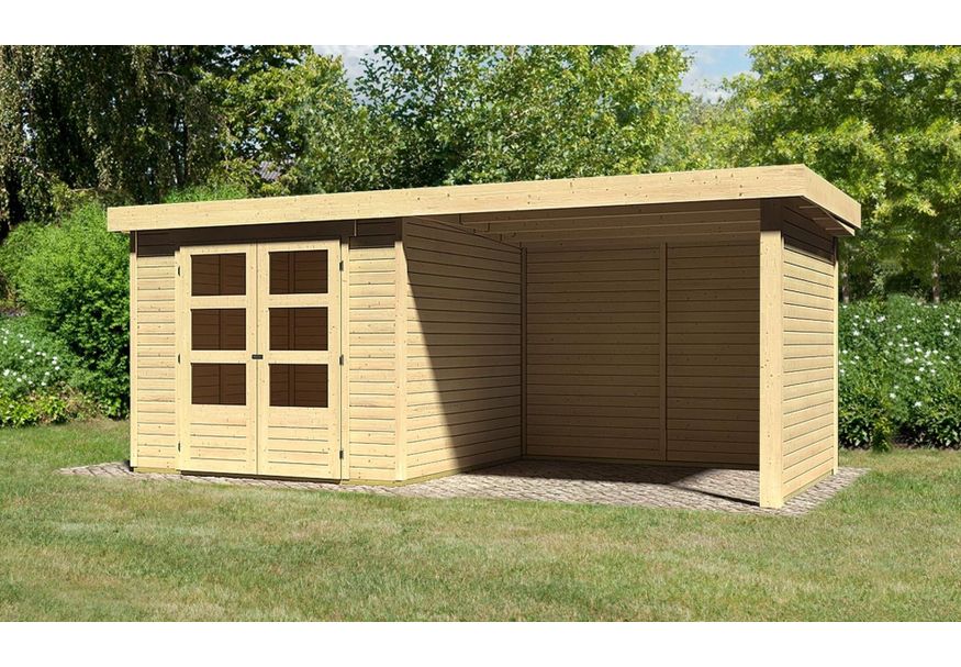 Karibu Askola 3.5 tuinhuis met overkapping 280 cm - zij en achterwand (77721) Foto van Karibu Askola 3.5 tuinhuis met overkapping 280 cm - zij en achterwand (77721)