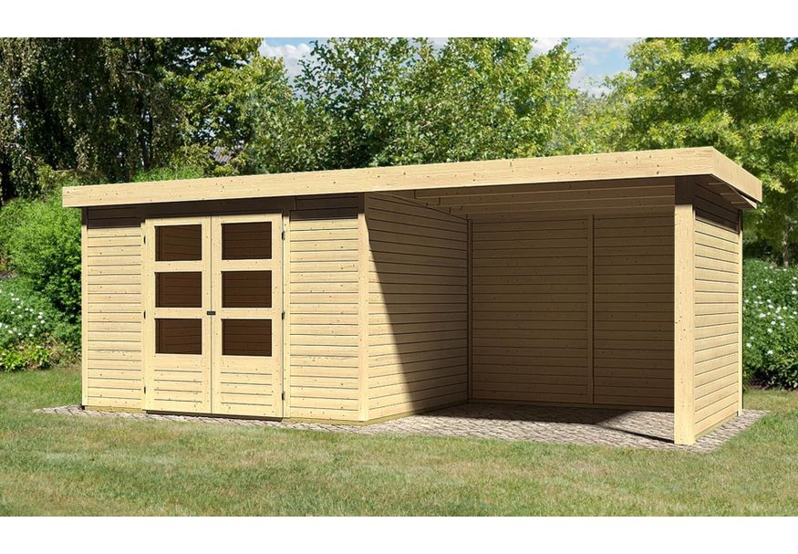 Karibu Askola 5 tuinhuis met overkapping 280 cm - zij en achterwand (77737) Foto van Karibu Askola 5 tuinhuis met overkapping 280 cm - zij en achterwand (77737)
