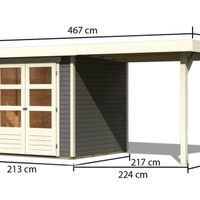 Foto der Karibu 82904 Askola 2 Gartenhaus mit Seitenmarkise - Gestrichen