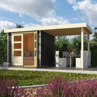 Foto der Karibu 82904 Askola 2 Gartenhaus mit Seitenmarkise - Gestrichen