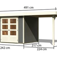 Foto van Karibu 82905 Askola 3 tuinhuis met luifel en terra grijs