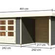 Foto von Karibu Askola 3 Gartenhaus mit Anbaudach 240 cm - Seite und Rückwand - Terragrau (82923)