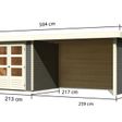 Foto von Karibu Askola 2 Gartenhaus mit Anbaudach 280 cm - Seite und Rückwand - Terragrau (82922)