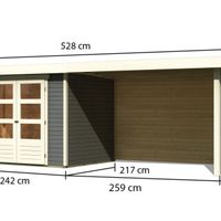 Foto der Karibu 82925 Askola 3 Gartenhaus terra-grau Mit Lounge