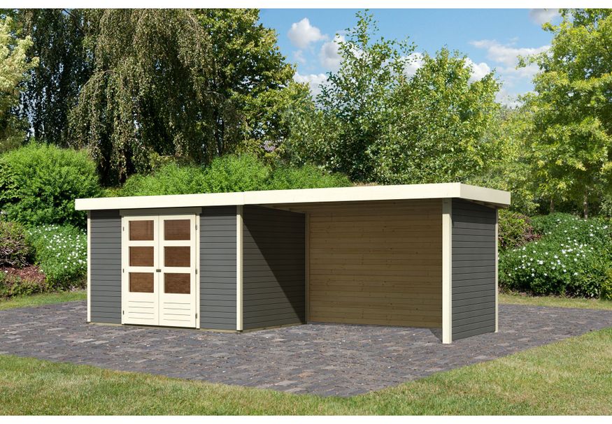 Karibu Askola 4 tuinhuis met overkapping 280 cm - zij en achterwand - terragrijs (92074) Foto van Karibu Askola 4 tuinhuis met overkapping 280 cm - zij en achterwand - terragrijs (92074)