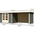 Foto van Karibu Askola 4 tuinhuis met overkapping 280 cm - zij en achterwand - terragrijs (92074)