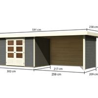 Foto der Karibu 92074 Askola 4 blockhaus mit veranda terragrau