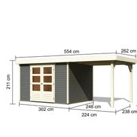 Foto van Karibu 9154 Askola 5 tuinhuis met overkapping terragrijs