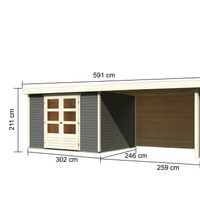Foto van Karibu 9162 Askola 5 tuinhuis met veranda terragrijs
