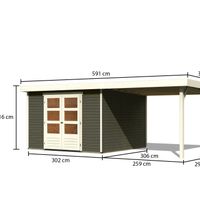 Foto van Karibu 23716 Askola 6 tuinhuis met overkapping terragrijs