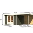 Foto van Karibu Askola 6 Tuinhuis met overkapping 240 cm - achterwand - terragrijs (23505)