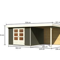 Foto der Karibu 23505 Askola 6 blockhaus mit veranda terragrau