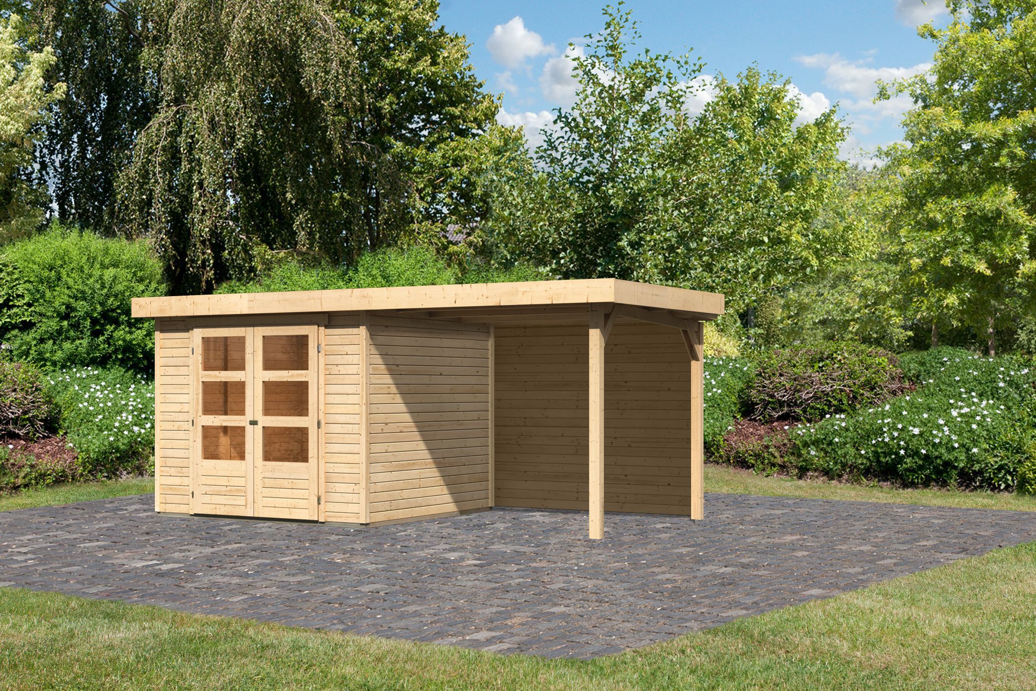 Foto van Karibu 9176 Askola 3.5 tuinhuis met overkapping