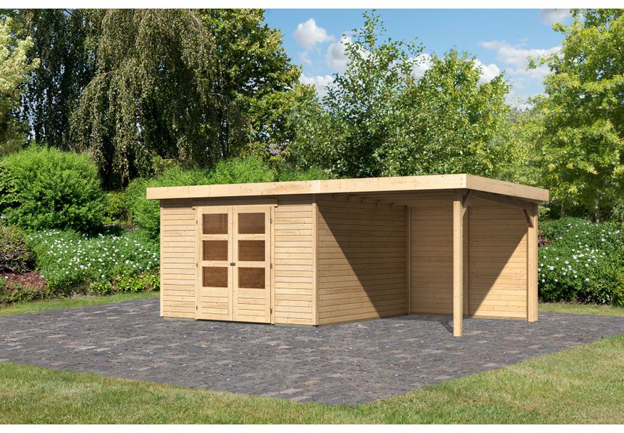 Karibu Askola 6 Tuinhuis met overkapping 240 cm - achterwand (23503) Foto van Karibu Askola 6 Tuinhuis met overkapping 240 cm - achterwand (23503)
