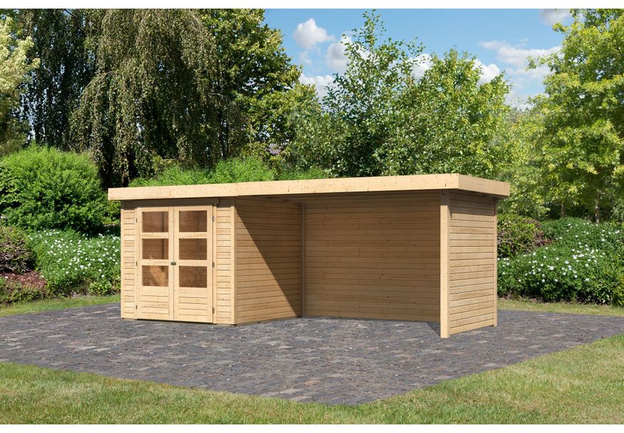 Karibu Askola 2 tuinhuis met overkapping 280 cm - zij en achterwand (77724) Foto van Karibu Askola 2 tuinhuis met overkapping 280 cm - zij en achterwand (77724)