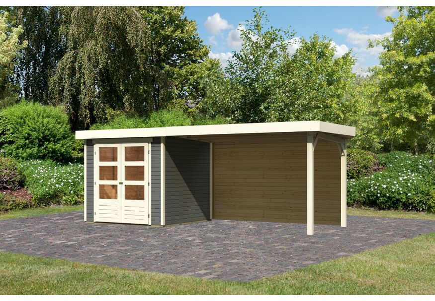 Karibu Askola 2 Tuinhuis met overkapping 280 cm - achterwand - terragrijs (9168) Foto van Karibu Askola 2 Tuinhuis met overkapping 280 cm - achterwand - terragrijs (9168)