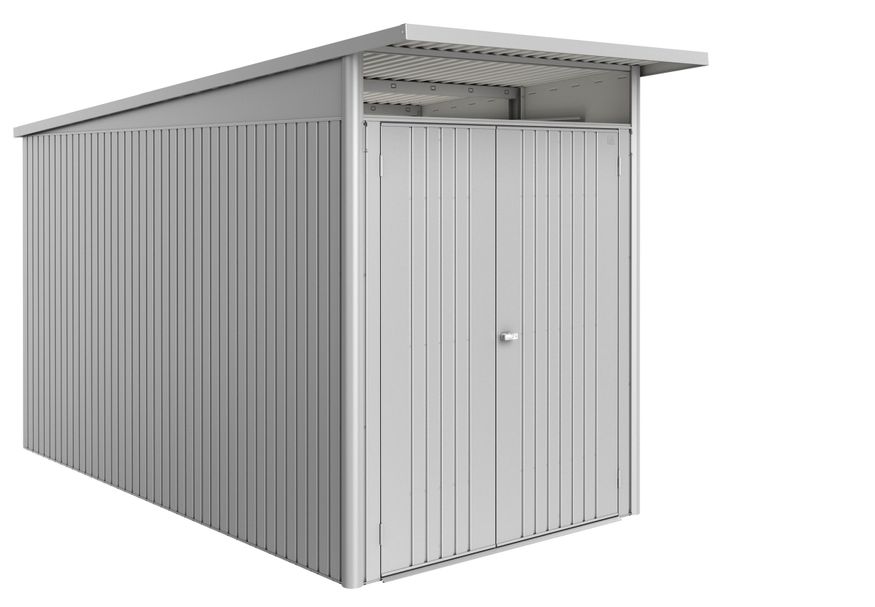 Biohort Berging AvantGarde ECO Gr. A4 zilver -metallic met Dubbele Deur smal Foto van Biohort Berging AvantGarde ECO Gr. A4 zilver -metallic met Dubbele Deur smal