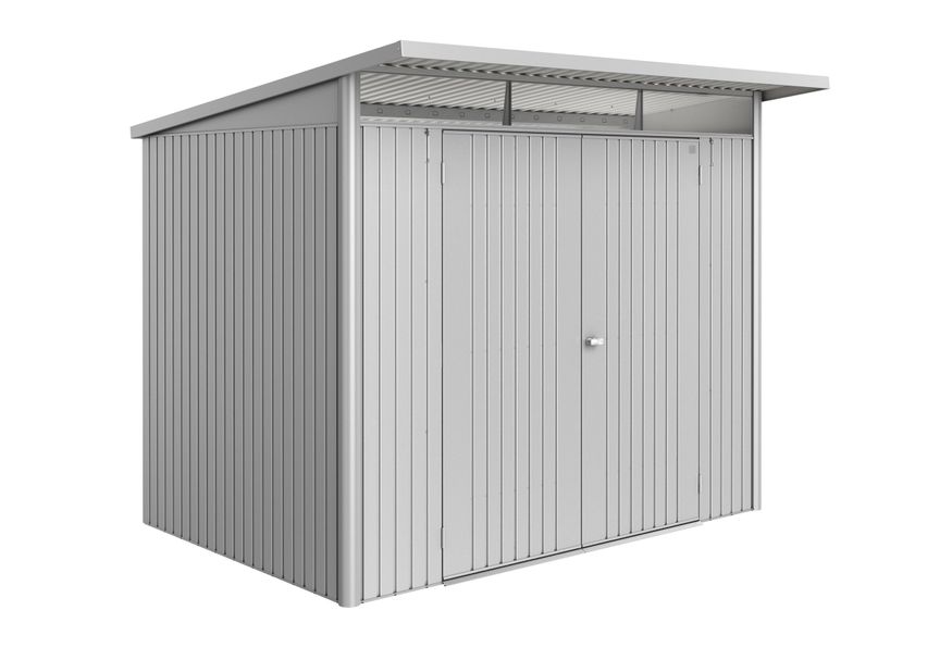 Biohort Berging AvantGarde ECO Gr. A5 zilver -metallic met Dubbele Deur Foto van Biohort Berging AvantGarde ECO Gr. A5 zilver -metallic met Dubbele Deur