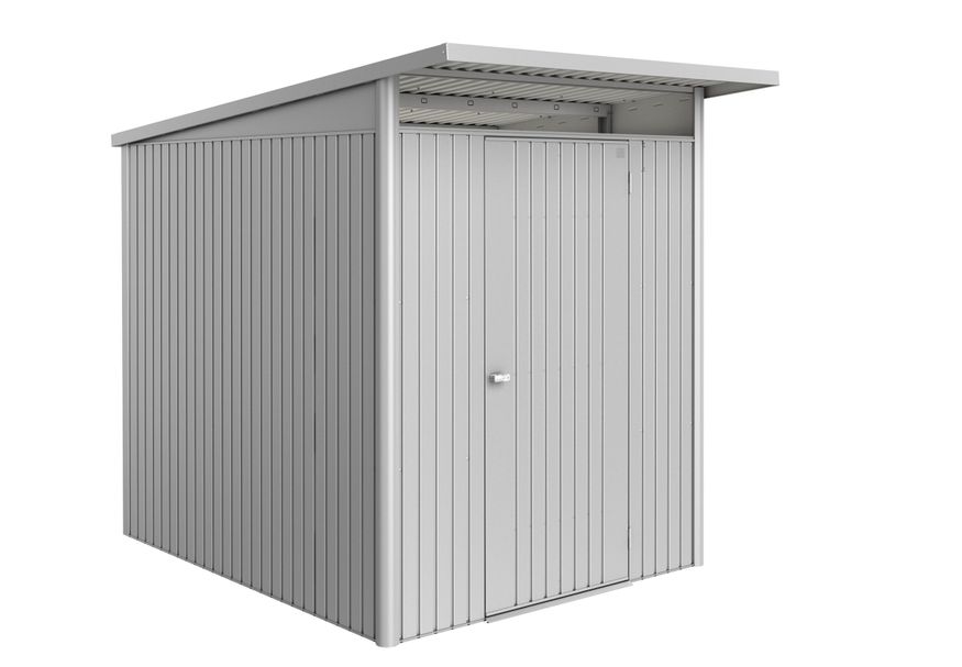 Biohort Berging AvantGarde ECO Gr. A2 zilver -metallic met Standaard deur Foto van Biohort Berging AvantGarde ECO Gr. A2 zilver -metallic met Standaard deur