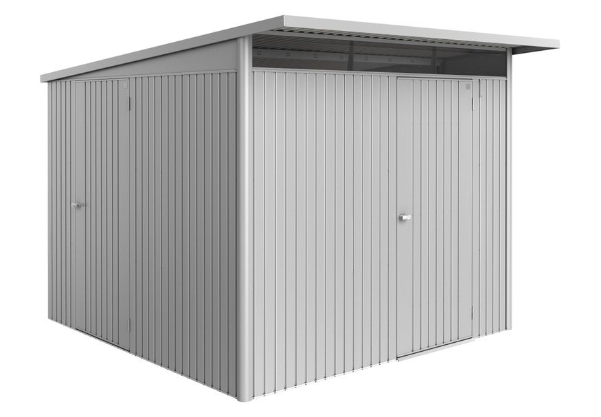 Biohort Berging AvantGarde ECO Gr. A7 zilver -metallic met standaard deur Foto van Biohort Berging AvantGarde ECO Gr. A7 zilver -metallic met standaard deur