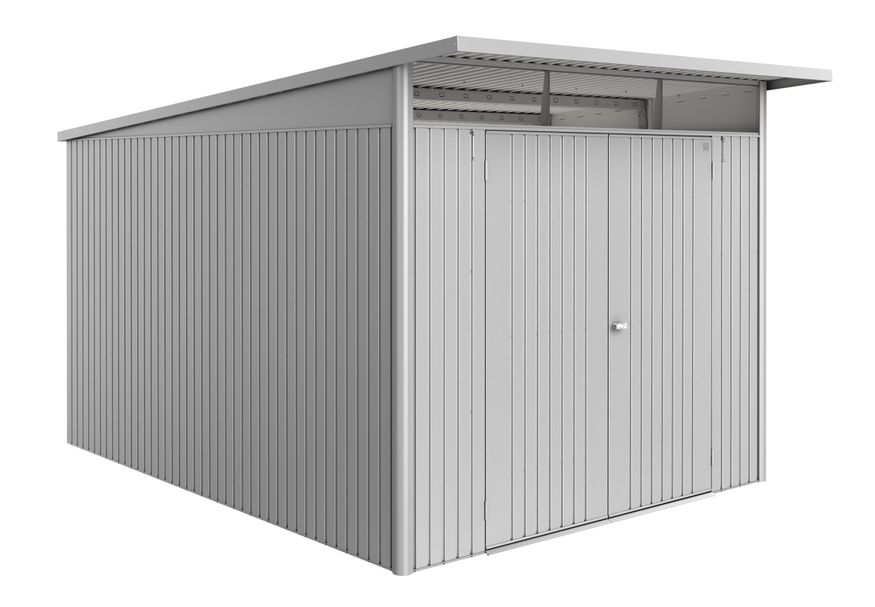 Biohort Berging AvantGarde ECO Gr. A8 zilver -metallic met Dubbele Deur Foto van Biohort Berging AvantGarde ECO Gr. A8 zilver -metallic met Dubbele Deur