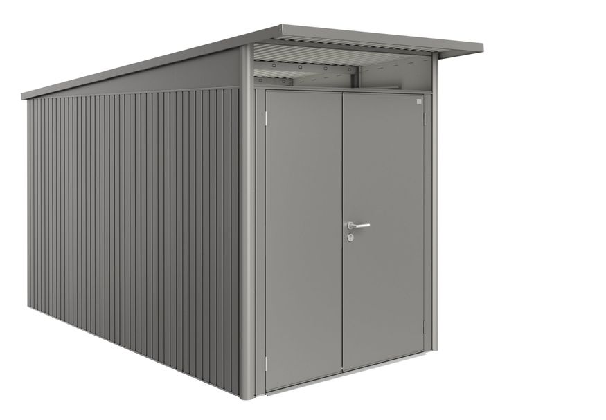 Biohort AvantGarde A4 metalen tuinhuis kwartsgrijs metallic dubbele deur Foto van Biohort AvantGarde A4 metalen tuinhuis kwartsgrijs metallic dubbele deur