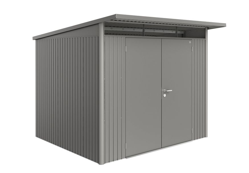 Biohort AvantGarde A6 metalen tuinhuis kwartsgrijs metallic dubbele deur Foto van Biohort AvantGarde A6 metalen tuinhuis kwartsgrijs metallic dubbele deur