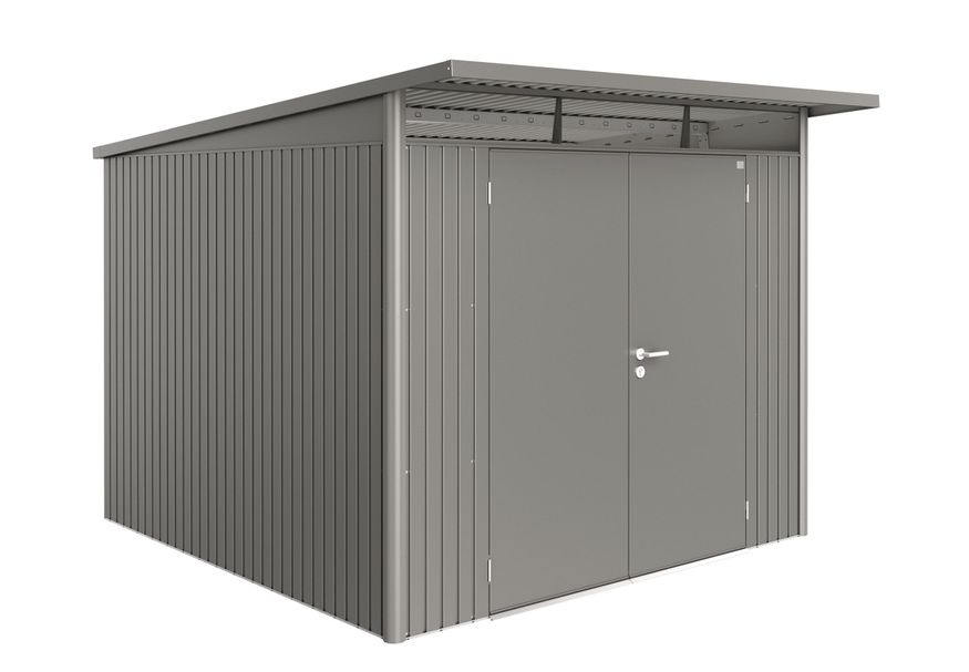 Biohort AvantGarde A7 metalen tuinhuis kwartsgrijs metallic dubbele deur Foto van Biohort AvantGarde A7 metalen tuinhuis kwartsgrijs metallic dubbele deur