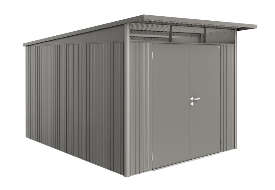 Biohort AvantGarde A8 metalen tuinhuis kwartsgrijs metallic dubbele deur Foto van Biohort AvantGarde A8 metalen tuinhuis kwartsgrijs metallic dubbele deur